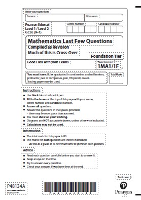 Answers to Final Push Revision Booklet 2